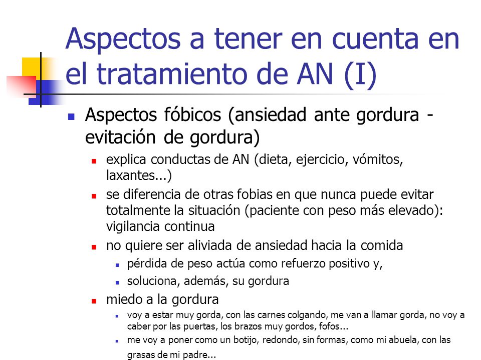 Aspectos a tener en cuenta en el tratamiento de AN (I)