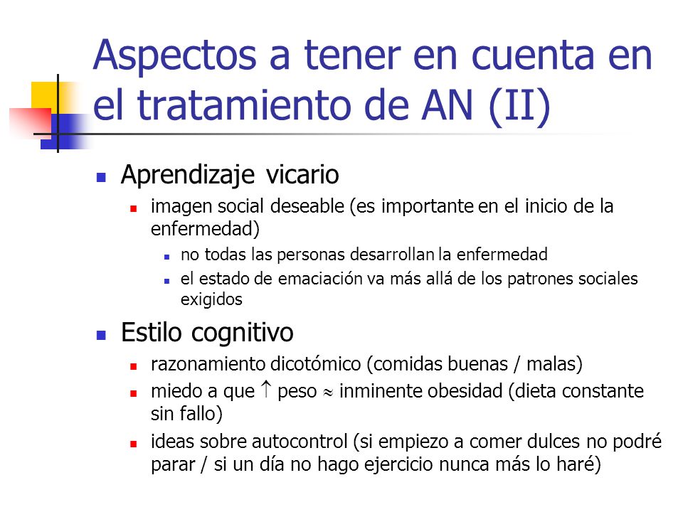 Aspectos a tener en cuenta en el tratamiento de AN (II)