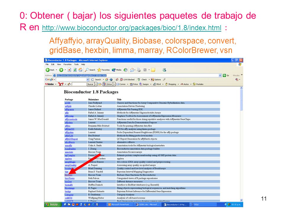 0: Obtener ( bajar) los siguientes paquetes de trabajo de R en   :