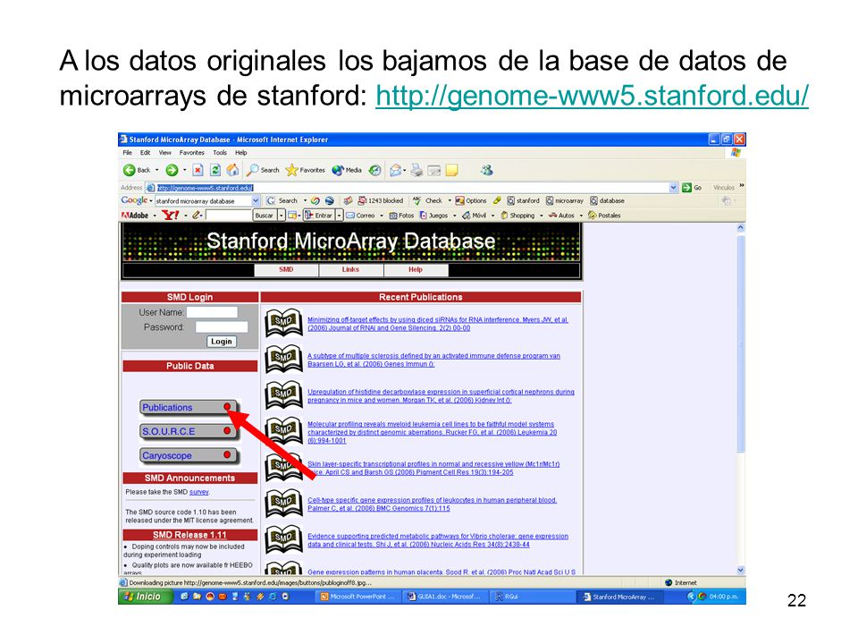 A los datos originales los bajamos de la base de datos de microarrays de stanford: