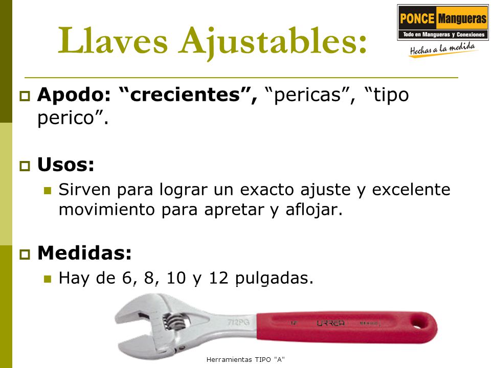 Llaves Ajustables: Apodo: crecientes , pericas , tipo perico .