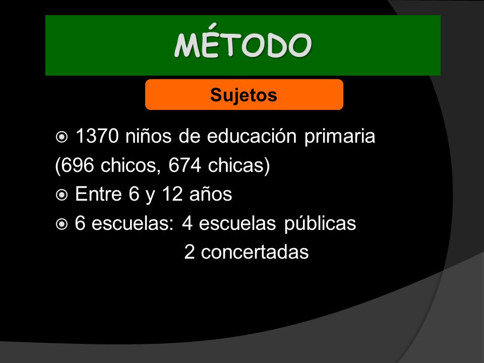 MÉTODO 1370 niños de educación primaria (696 chicos, 674 chicas)