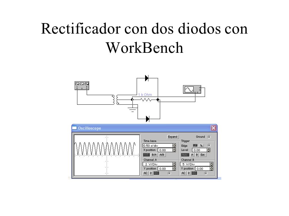 Rectificador con dos diodos con WorkBench