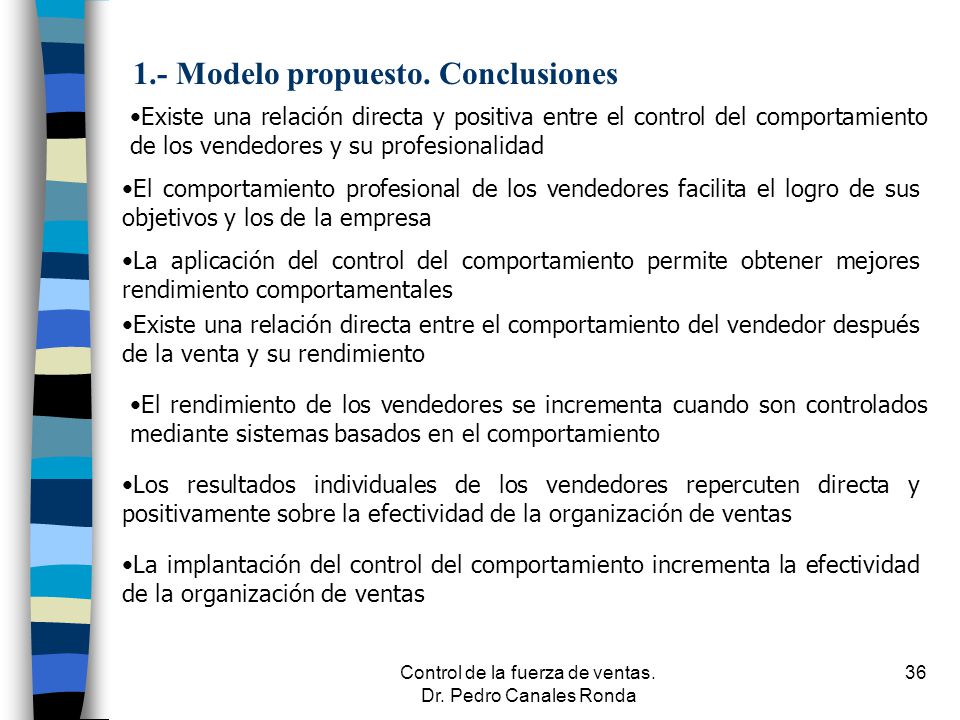 Control de la fuerza de ventas. Dr. Pedro Canales Ronda