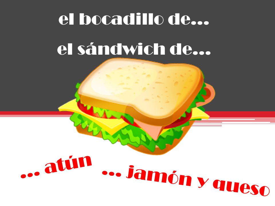 el bocadillo de… el sándwich de… … atún … jamón y queso