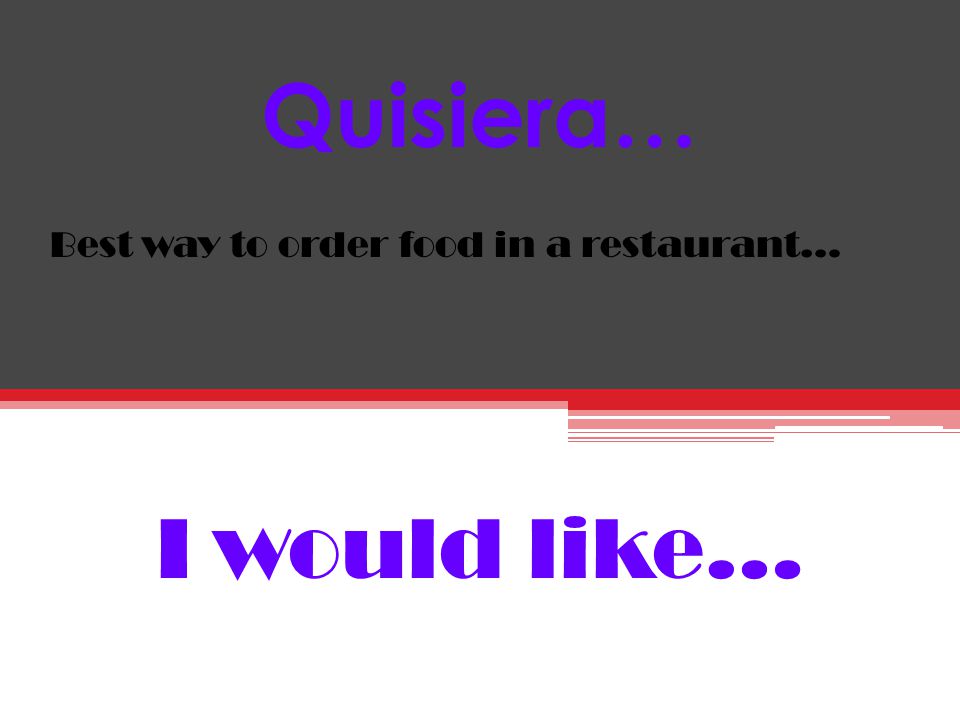 Quisiera… Best way to order food in a restaurant… I would like…