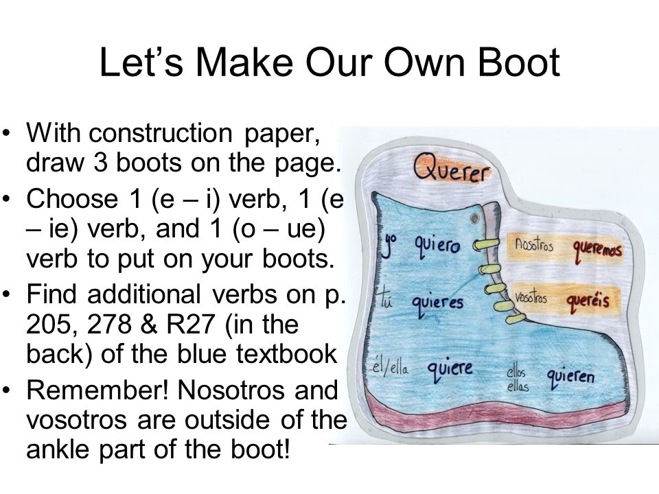 Let’s Make Our Own Boot With construction paper, draw 3 boots on the page.