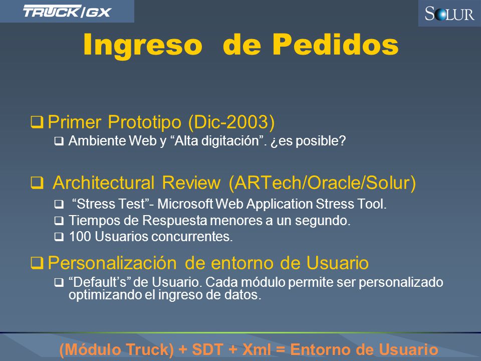 (Módulo Truck) + SDT + Xml = Entorno de Usuario