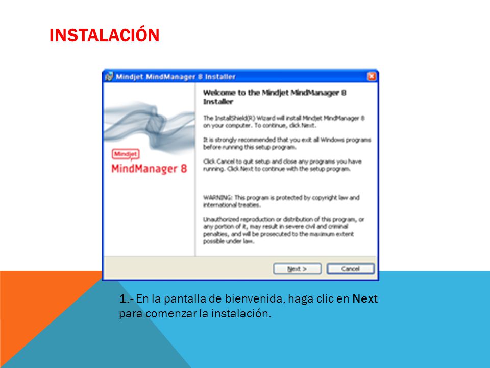 INSTALACIÓN 1.- En la pantalla de bienvenida, haga clic en Next para comenzar la instalación.