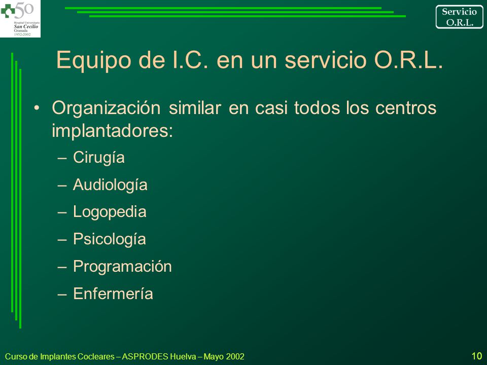 Equipo de I.C. en un servicio O.R.L.