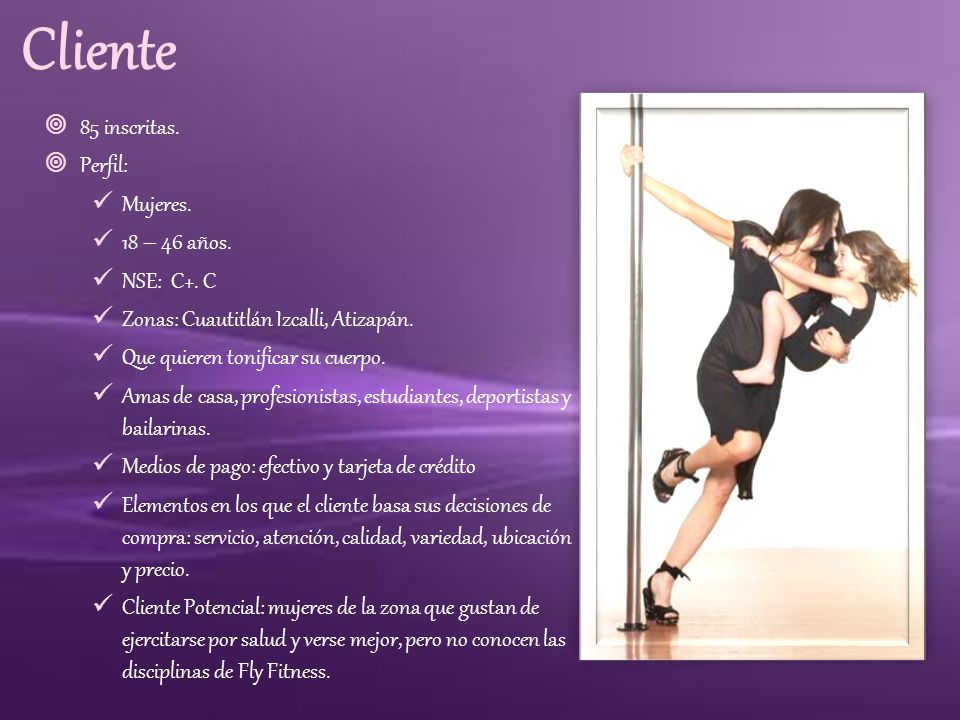 Cliente 85 inscritas. Perfil: Mujeres. 18 – 46 años. NSE: C+. C