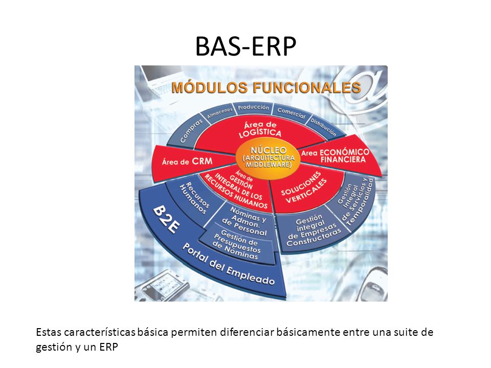 BAS-ERP Estas características básica permiten diferenciar básicamente entre una suite de gestión y un ERP.