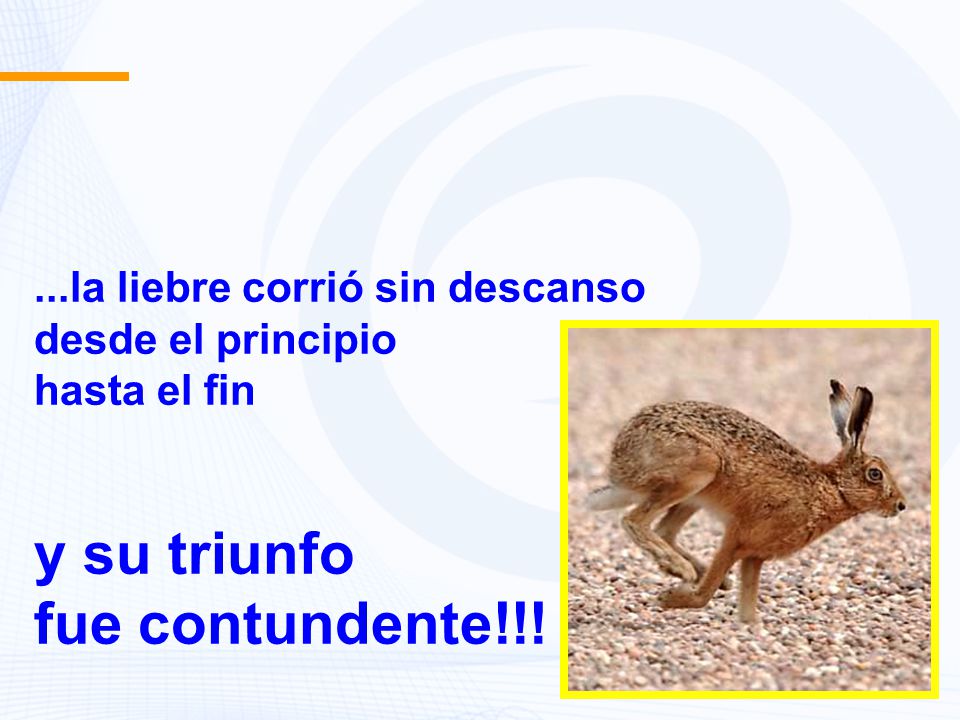 y su triunfo fue contundente!!! ...la liebre corrió sin descanso