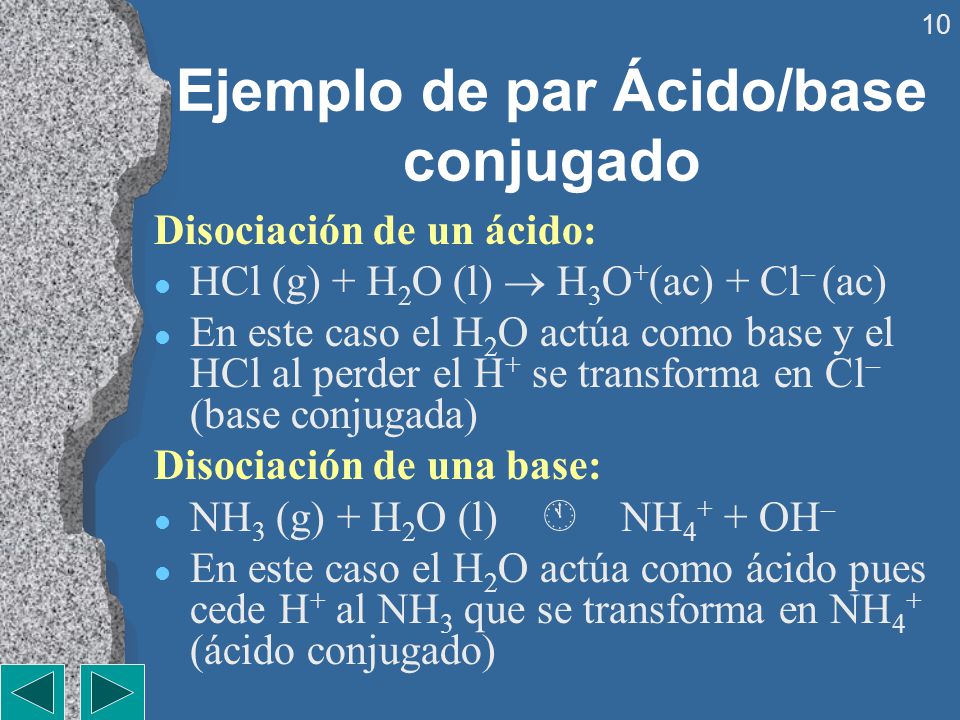Ejemplo de par Ácido/base conjugado