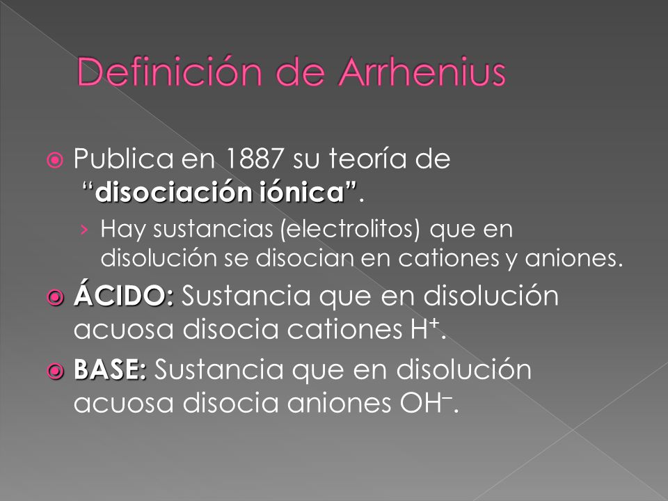 Definición de Arrhenius
