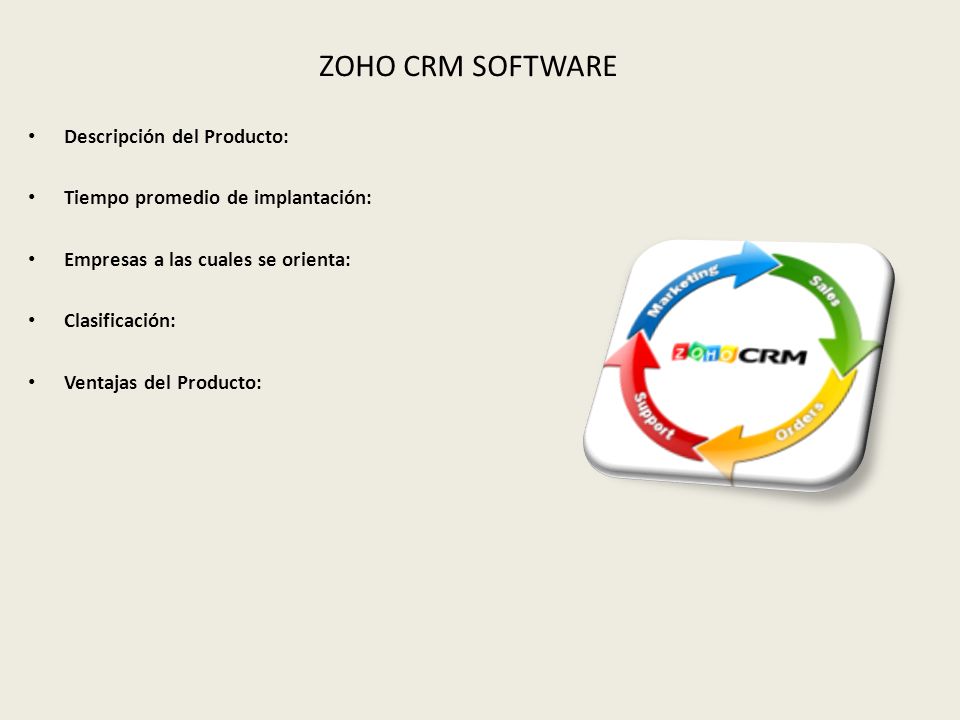 ZOHO CRM SOFTWARE Descripción del Producto: