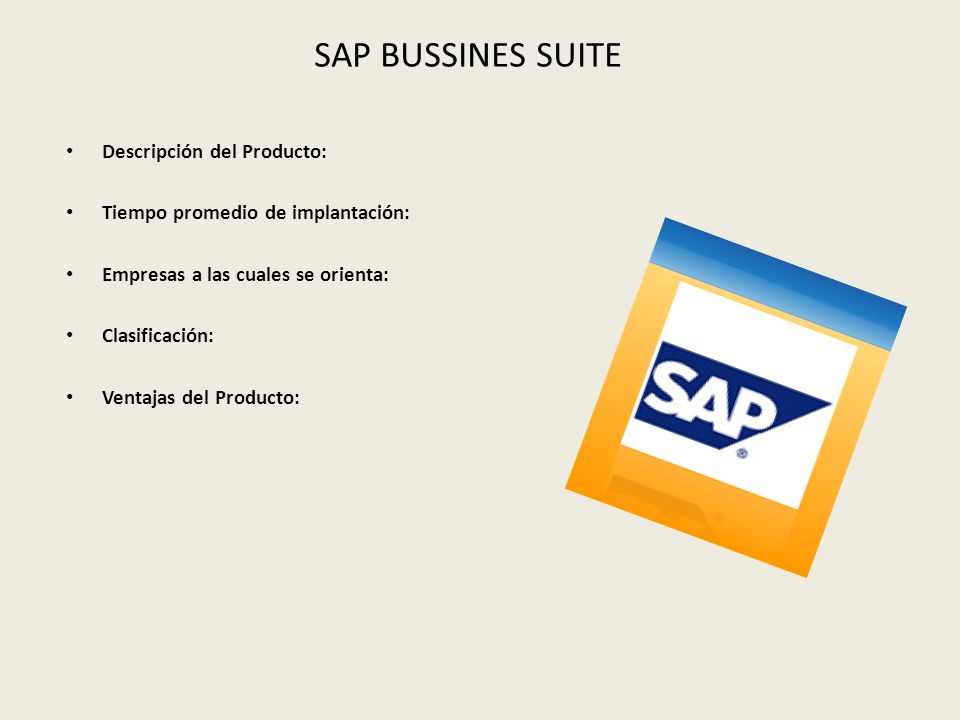 SAP BUSSINES SUITE Descripción del Producto: