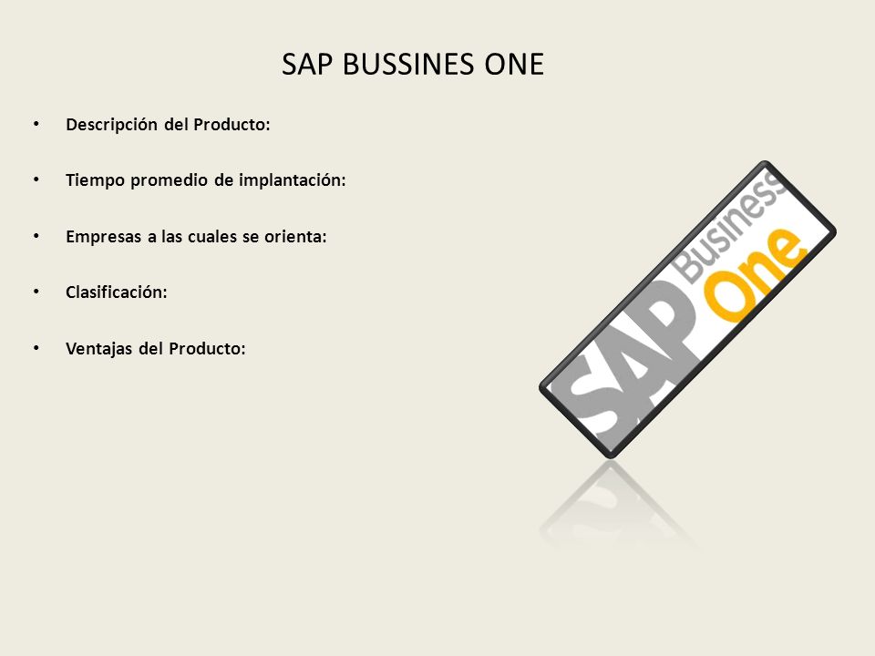 SAP BUSSINES ONE Descripción del Producto: