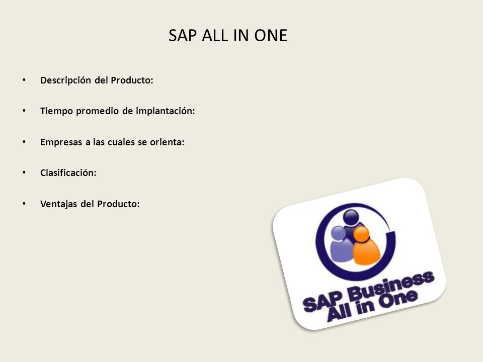 SAP ALL IN ONE Descripción del Producto: