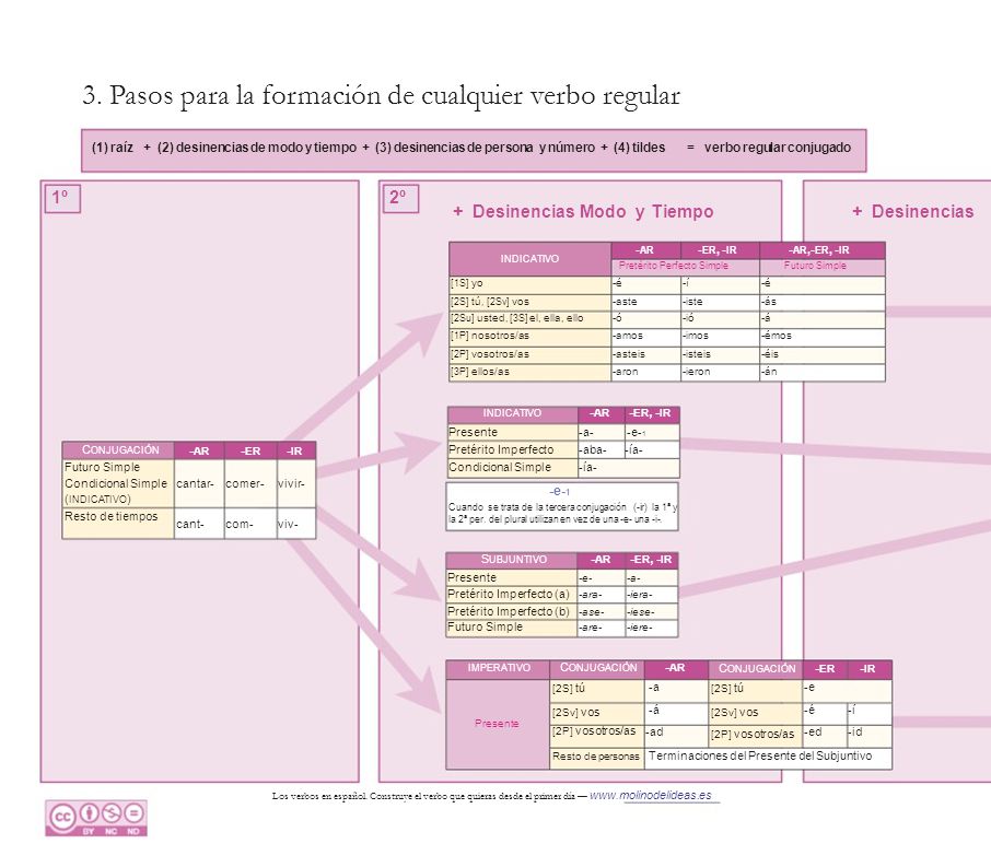 3. Pasos para la formación de cualquier verbo regular