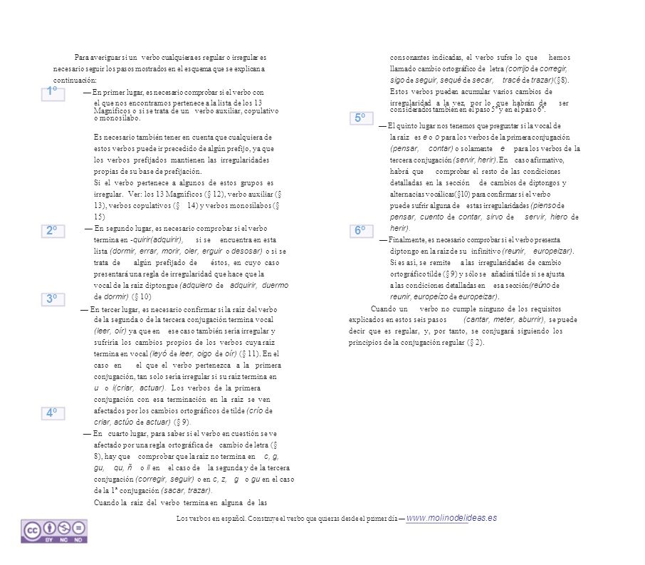 Para averiguar si un verbo cualquiera es regular o irregular es necesario seguir los pasos mostrados en el esquema que se explican a continuación: