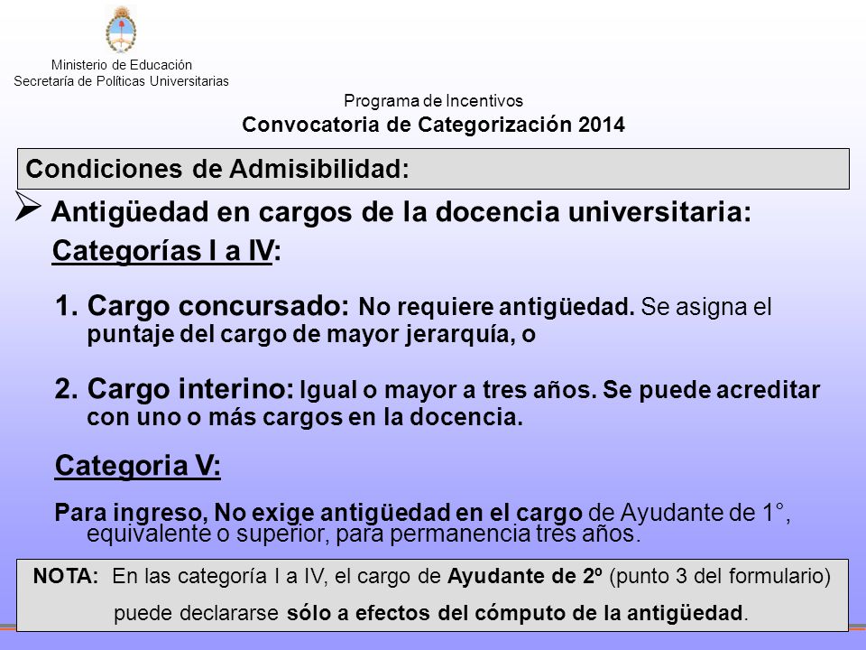 Convocatoria de Categorización 2014