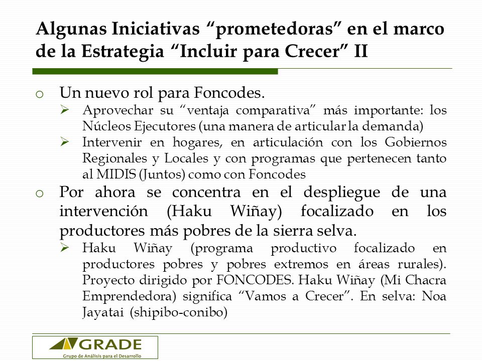 Algunas Iniciativas prometedoras en el marco de la Estrategia Incluir para Crecer II