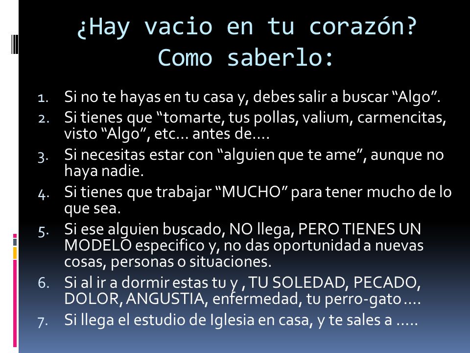 ¿Hay vacio en tu corazón Como saberlo: