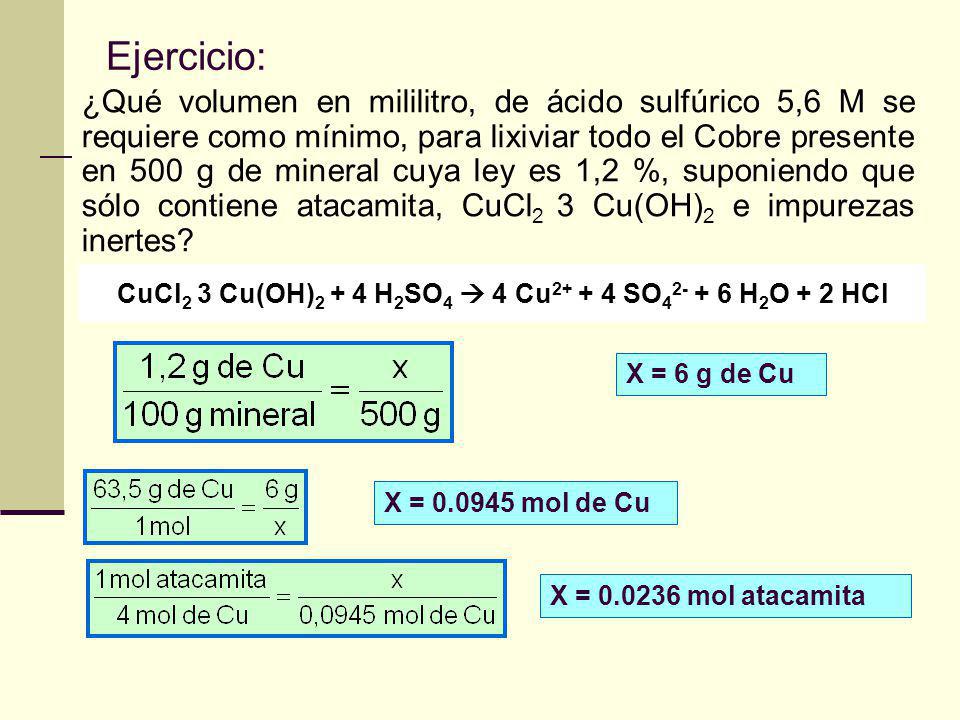 CuCl2 3 Cu(OH)2 + 4 H2SO4  4 Cu SO H2O + 2 HCl
