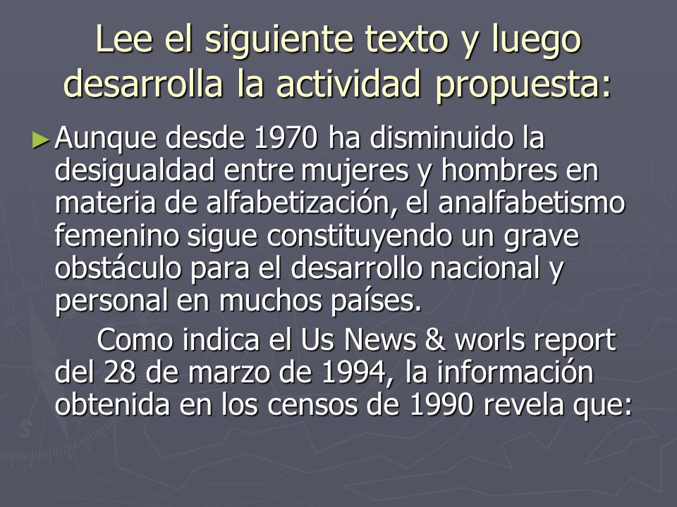 Lee el siguiente texto y luego desarrolla la actividad propuesta: