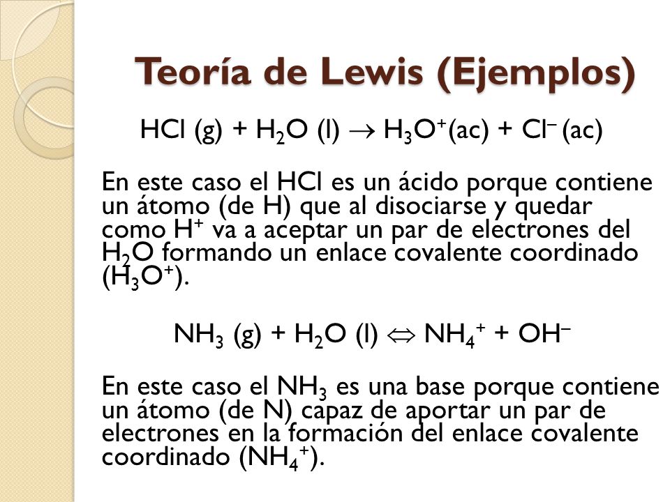 Teoría de Lewis (Ejemplos)