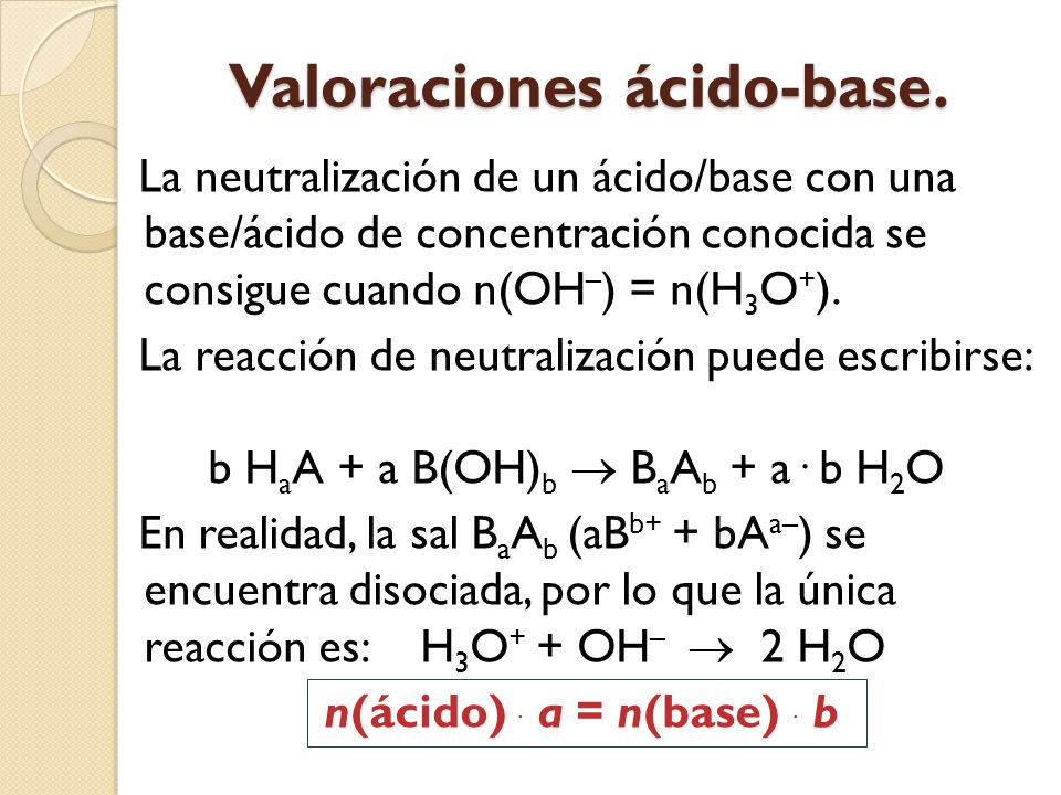Valoraciones ácido-base.