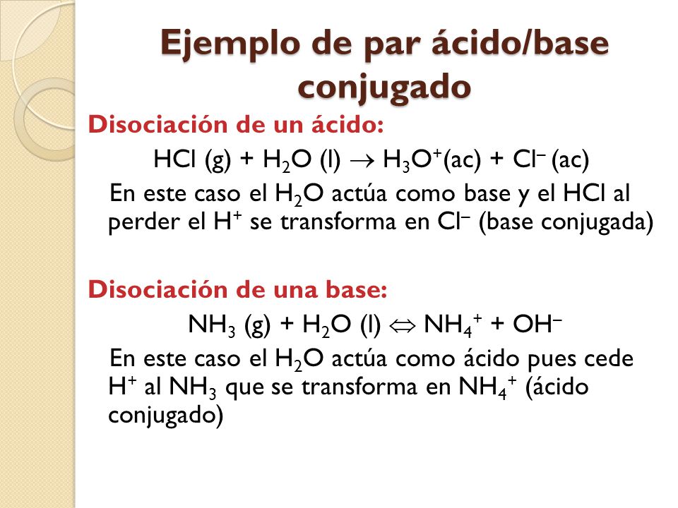 Ejemplo de par ácido/base conjugado