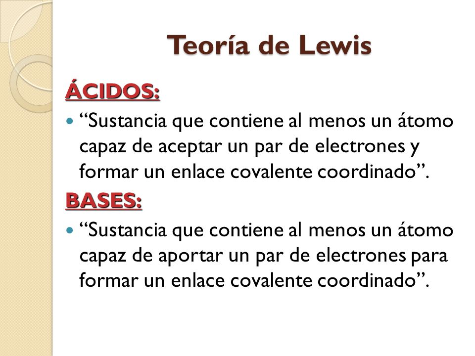 Teoría de Lewis ÁCIDOS: