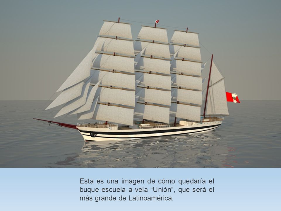 Esta es una imagen de cómo quedaría el buque escuela a vela Unión , que será el más grande de Latinoamérica.