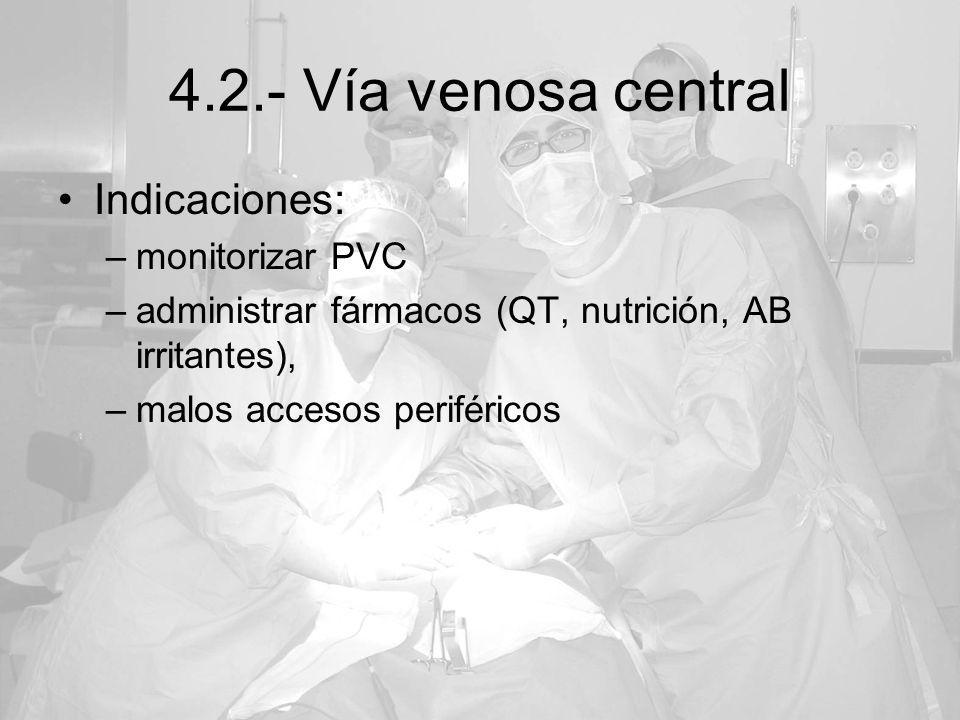 4.2.- Vía venosa central Indicaciones: monitorizar PVC