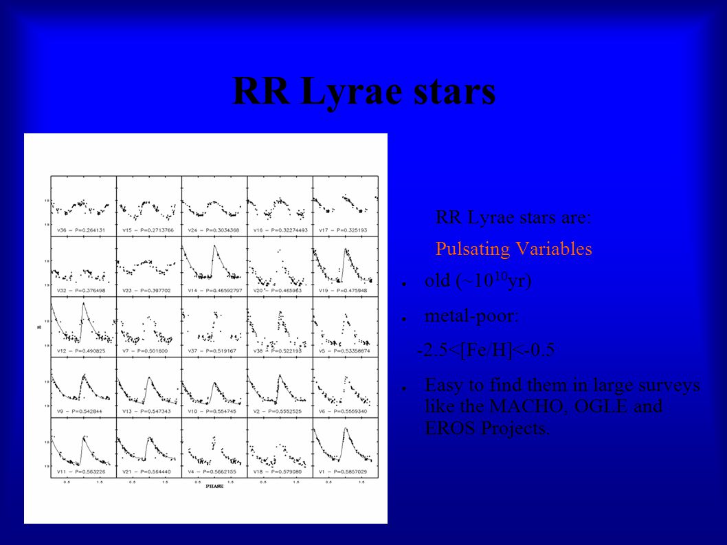 RR Lyrae stars RR Lyrae stars are: Pulsating Variables old (~1010yr)