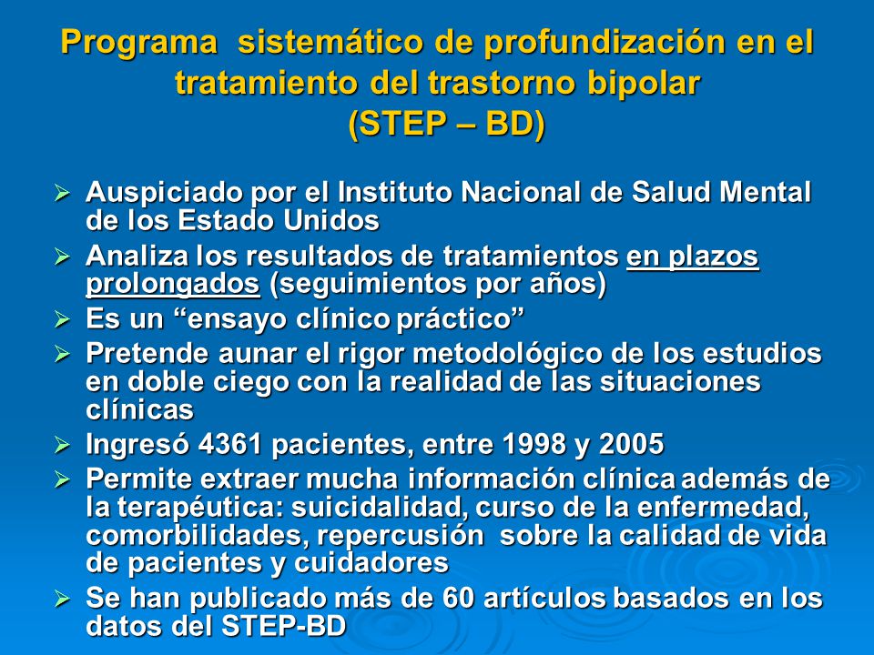 Programa sistemático de profundización en el tratamiento del trastorno bipolar (STEP – BD)