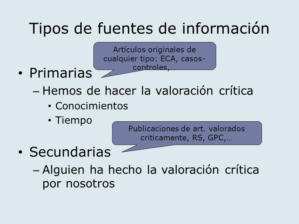 Tipos de fuentes de información