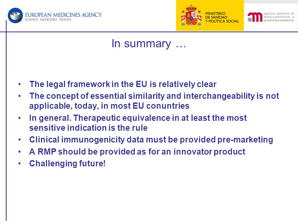 In summary … The legal framework in the EU is relatively clear
