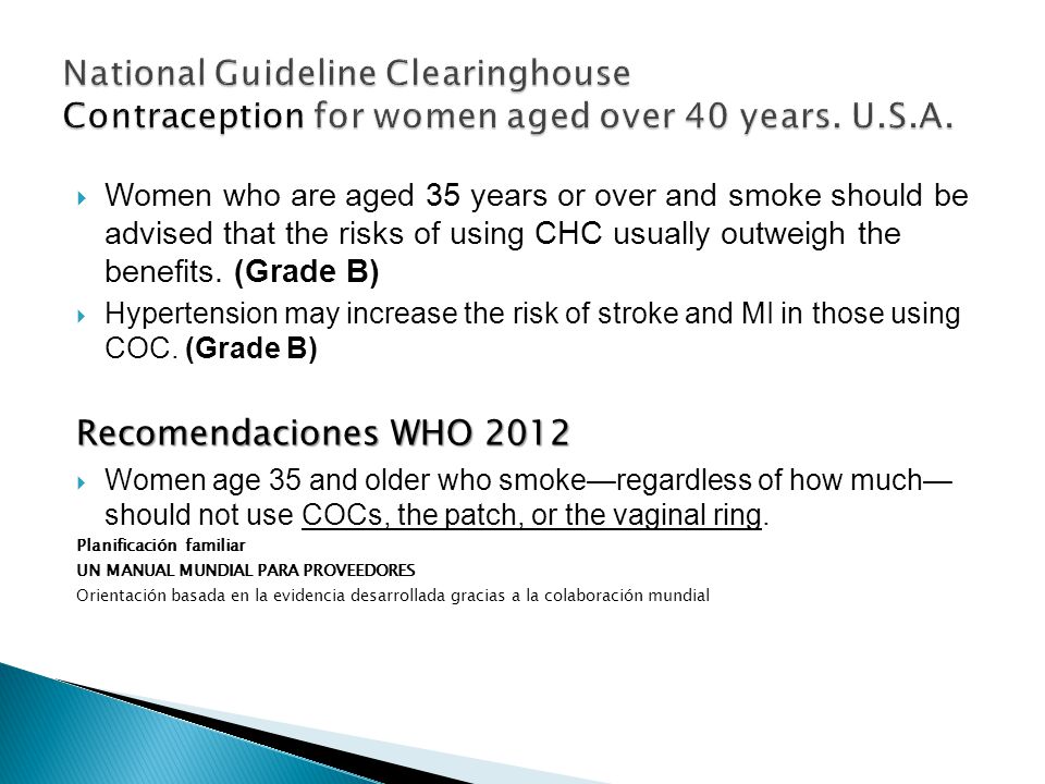National Guideline Clearinghouse Contraception for women aged over 40 years. U.S.A.