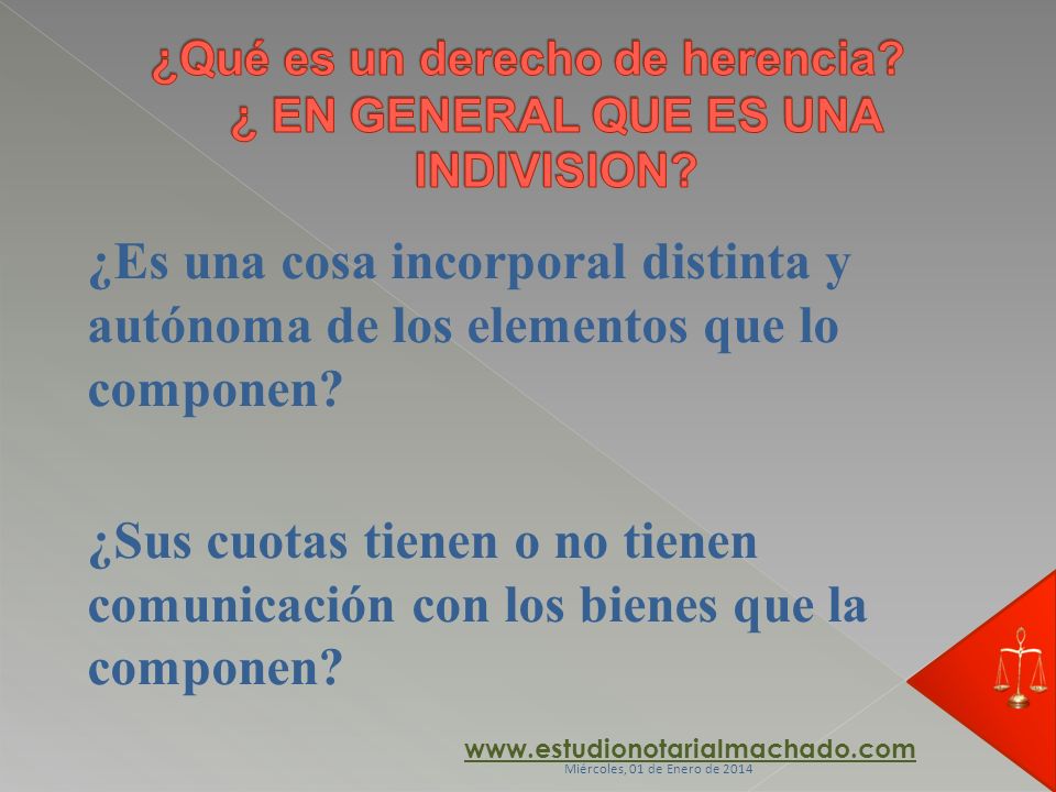 ¿Qué es un derecho de herencia ¿ EN GENERAL QUE ES UNA INDIVISION