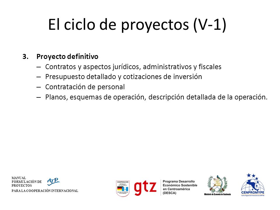 El ciclo de proyectos (V-1)