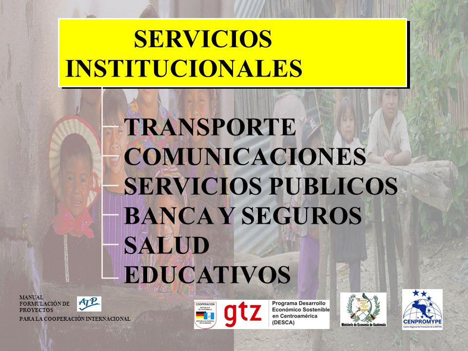 SERVICIOS INSTITUCIONALES TRANSPORTE COMUNICACIONES SERVICIOS PUBLICOS