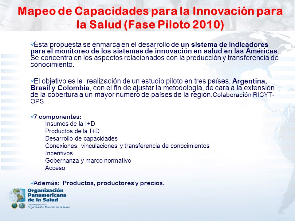 Mapeo de Capacidades para la Innovación para la Salud (Fase Piloto 2010)