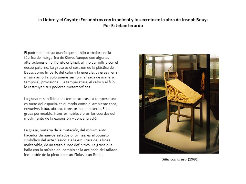 La Liebre y el Coyote: Encuentros con lo animal y lo secreto en la obra de Joseph Beuys Por Esteban Ierardo