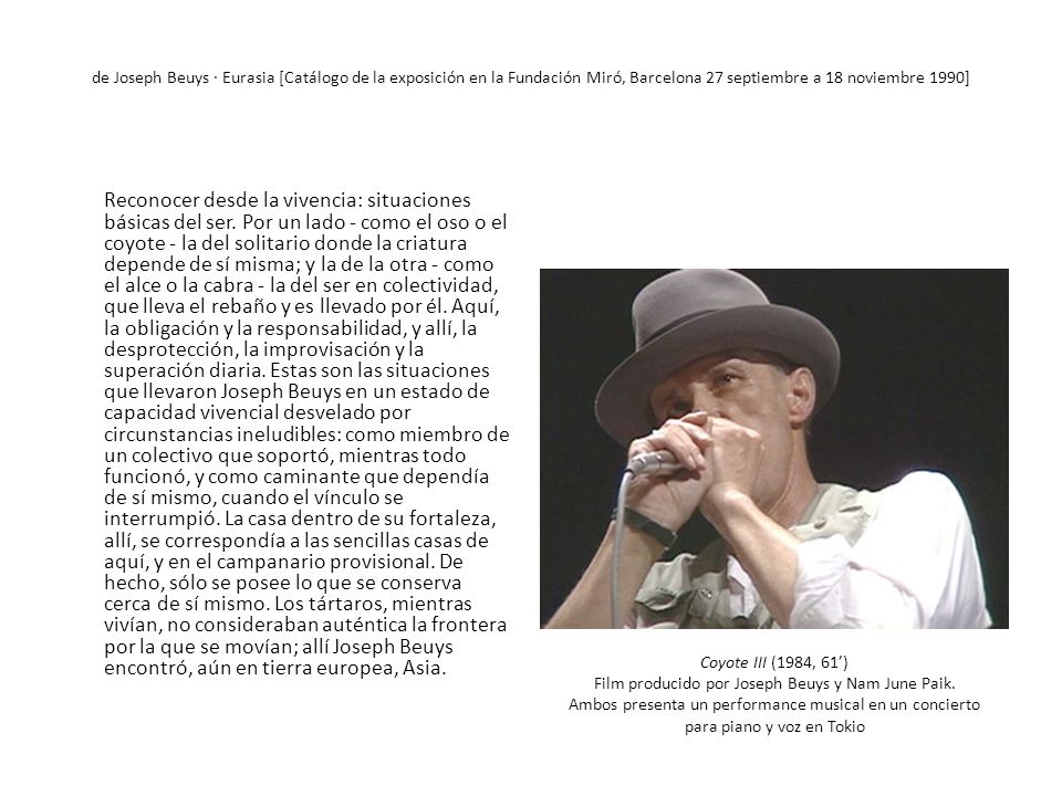de Joseph Beuys · Eurasia [Catálogo de la exposición en la Fundación Miró, Barcelona 27 septiembre a 18 noviembre 1990]