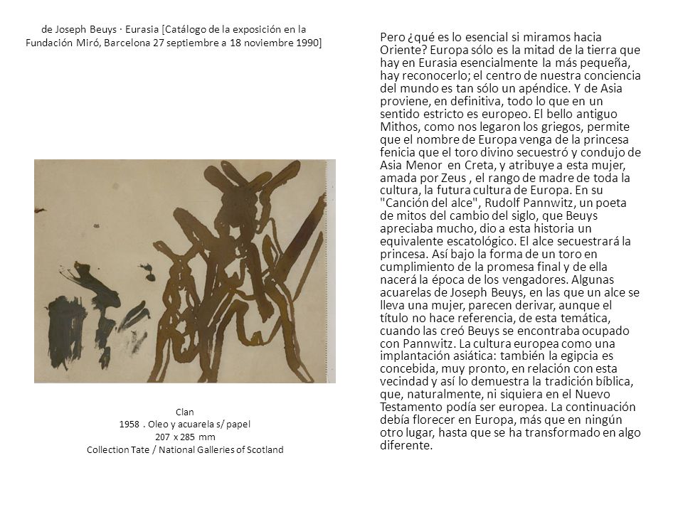 de Joseph Beuys · Eurasia [Catálogo de la exposición en la Fundación Miró, Barcelona 27 septiembre a 18 noviembre 1990]