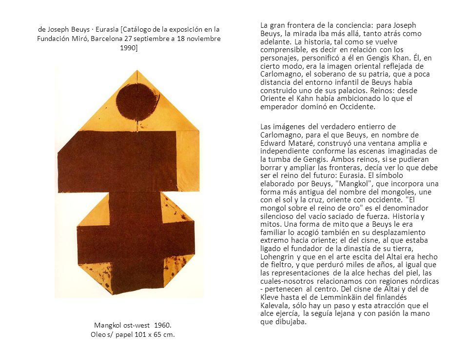 de Joseph Beuys · Eurasia [Catálogo de la exposición en la Fundación Miró, Barcelona 27 septiembre a 18 noviembre 1990]