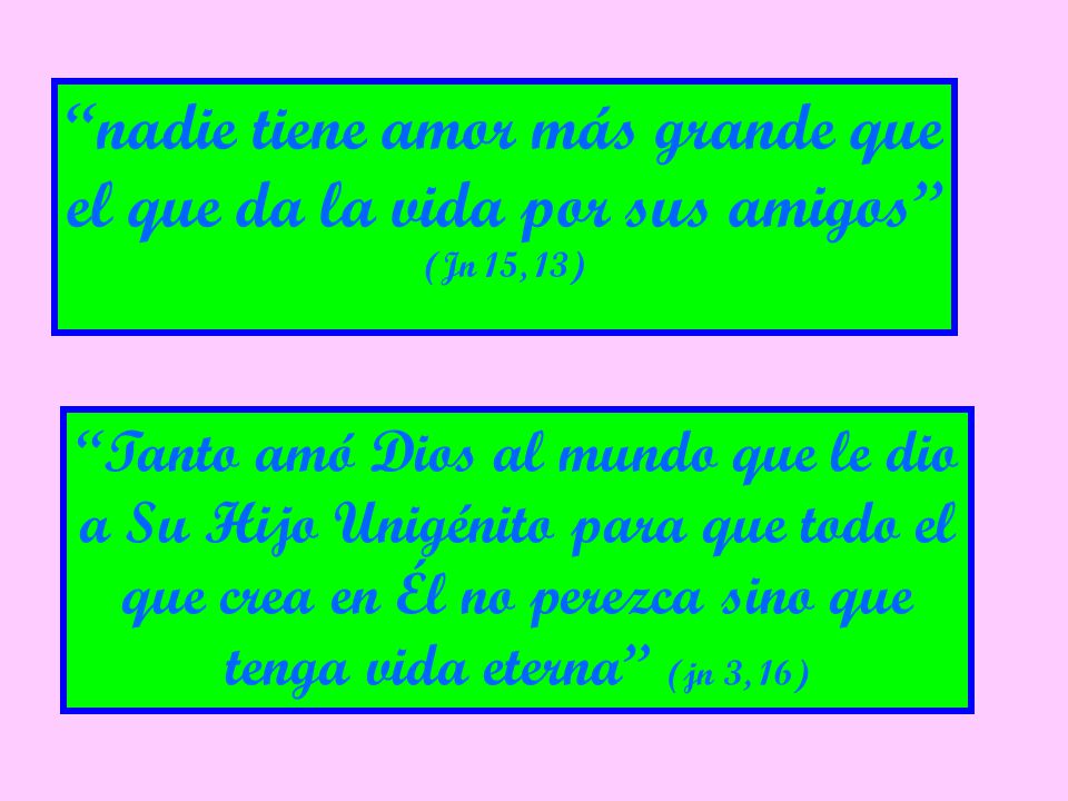 nadie tiene amor más grande que el que da la vida por sus amigos (Jn 15, 13)